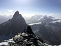 Aussicht vom Dent d'Hérens: mit Matterhorn und Monte-Rosa